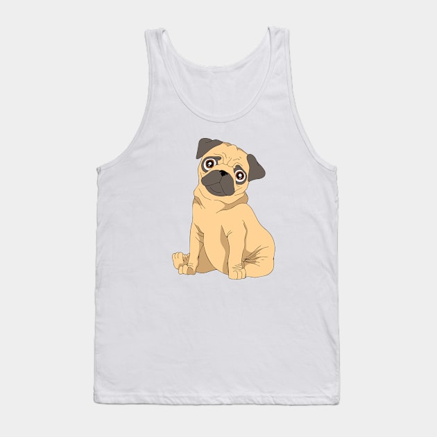 Pug - Cute Pug Dog Tank Top by KC Happy Shop